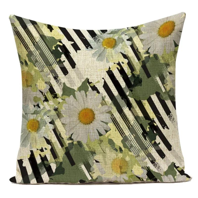 Polyester Decorative Throw Pillows Case Red Rose Purple Lavender Pillow Cover Flower Cushion Cover For Sofa Home Living Room