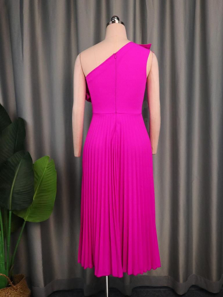 AOMEI A Line Pleated Dresses for women One Shoulder Ruffles High Waist  Elegant Long Prom Midi Evening Party Large Size Gowns Outfits Summer Buy  cheaply on Joom