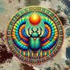 Ancient Egyptian Scarab Metal Wall Art Decor 8x8 Inch Colorful Iron Painting Home