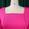 Women Elegant Party Dresses Square Neck Long Sleeve High Waisted Pleated A Line Mid Calf Luxury Birthday Dress Robe