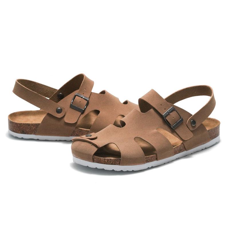 2026  Spring Summer Men's Cork Sandals Water Pine Sandals Two Wear Men's Beach Shoes Wear Frosted Outside