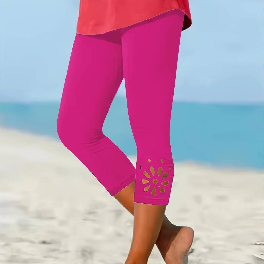 Women's Casual -Color Slim Base Cut-out Cropped Pants