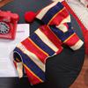 British Style Fleece Pet Jumpsuit Striped Cat Dog Winter Warm Outfit
