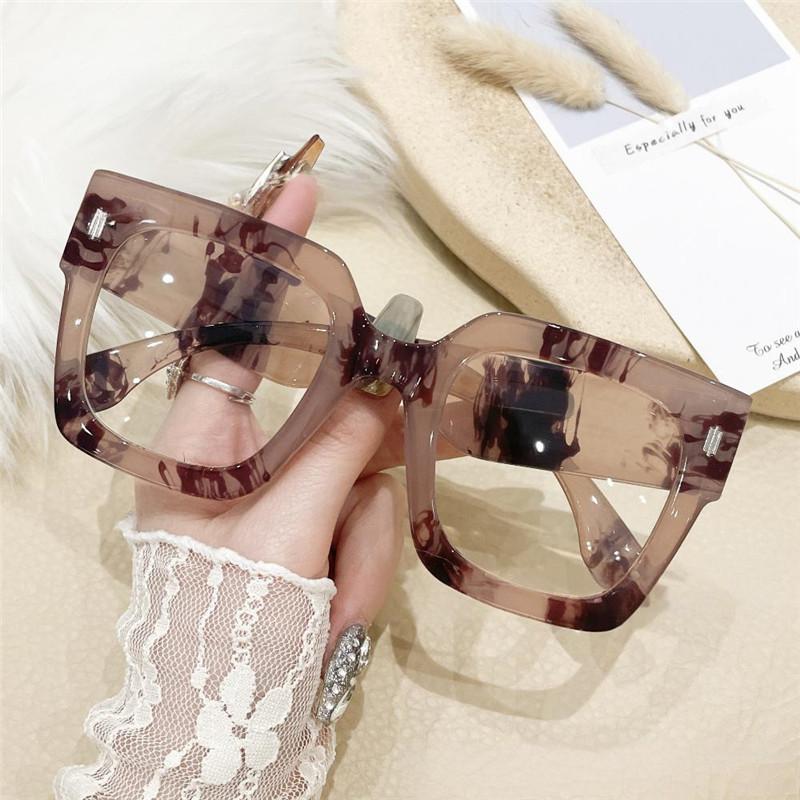 Oversized Transparent Computer Glasses - Frame Anti Blue Light Blocking Glasses - Large Frame Black Leopard Glasses - Clear Lenses