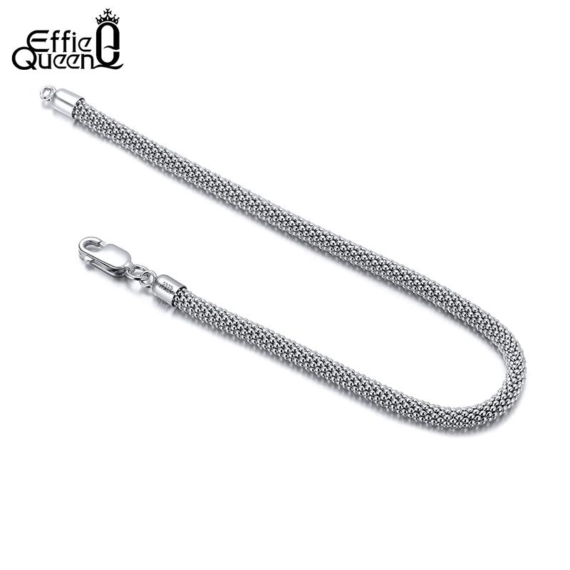 EFFIE QUEEN Chunky Link Chain Mesh Bracelet 925 Sterling Silver Minimalist Stackable Mesh Chain on Hand Jewelry Unisex Gift SB65