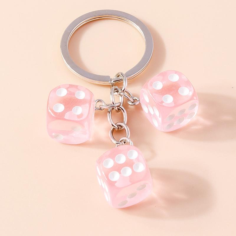 Cuet Resin Geometric Dice Keychain Keyring Pendants for Women Men Car Key Holder Handbag Pendants Charms DIY Jewelry Gifts