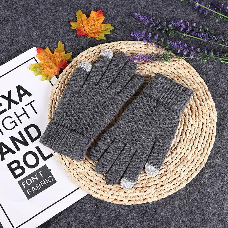 Korean Version Refers To Winter Knitted Thermal Gloves, Simple Unisex Knitted Thermal Gloves