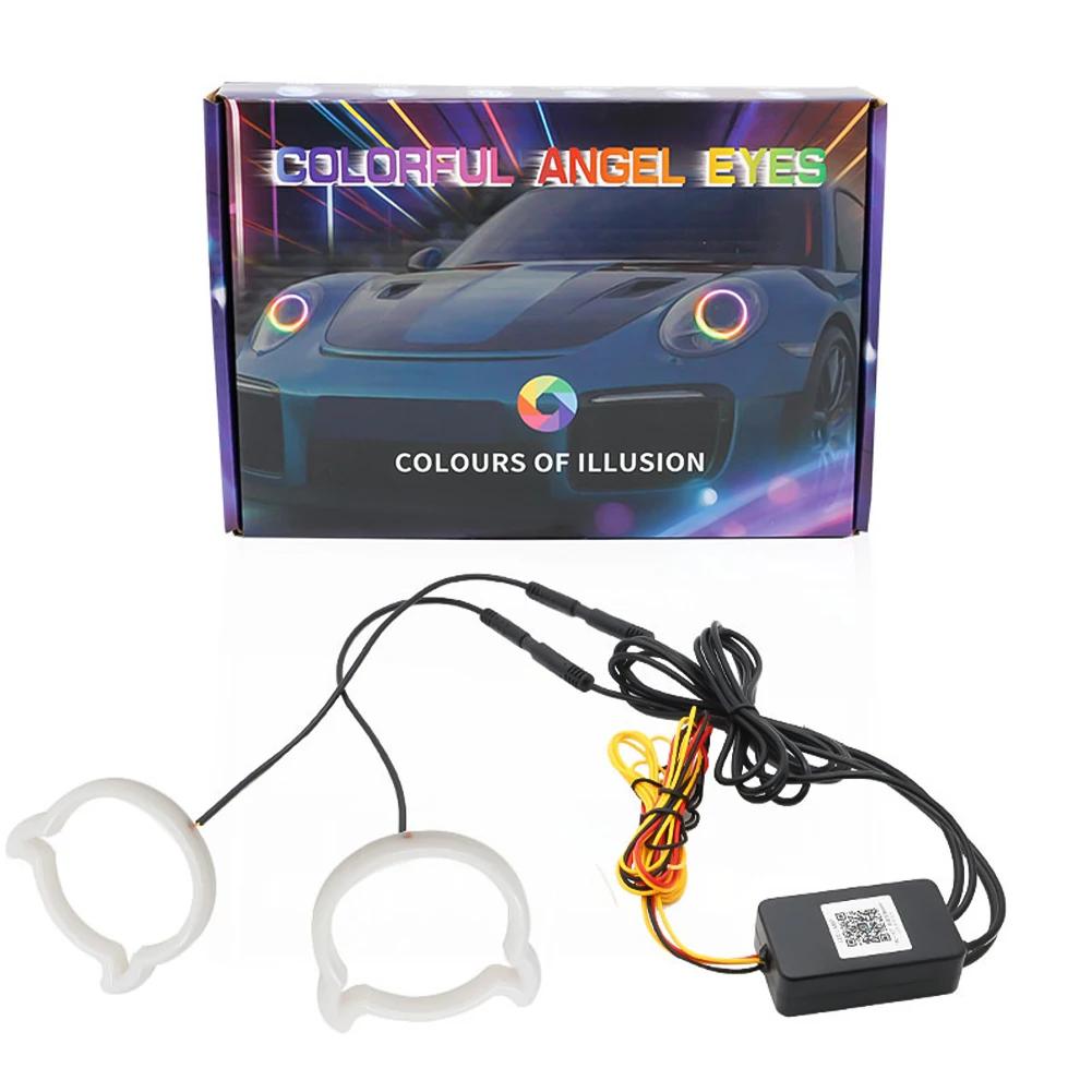 Car Headlight Demon Style Heart LED Angel Eye Ring with APP Control RGB Color Changing for Car Headlight Modification 12V