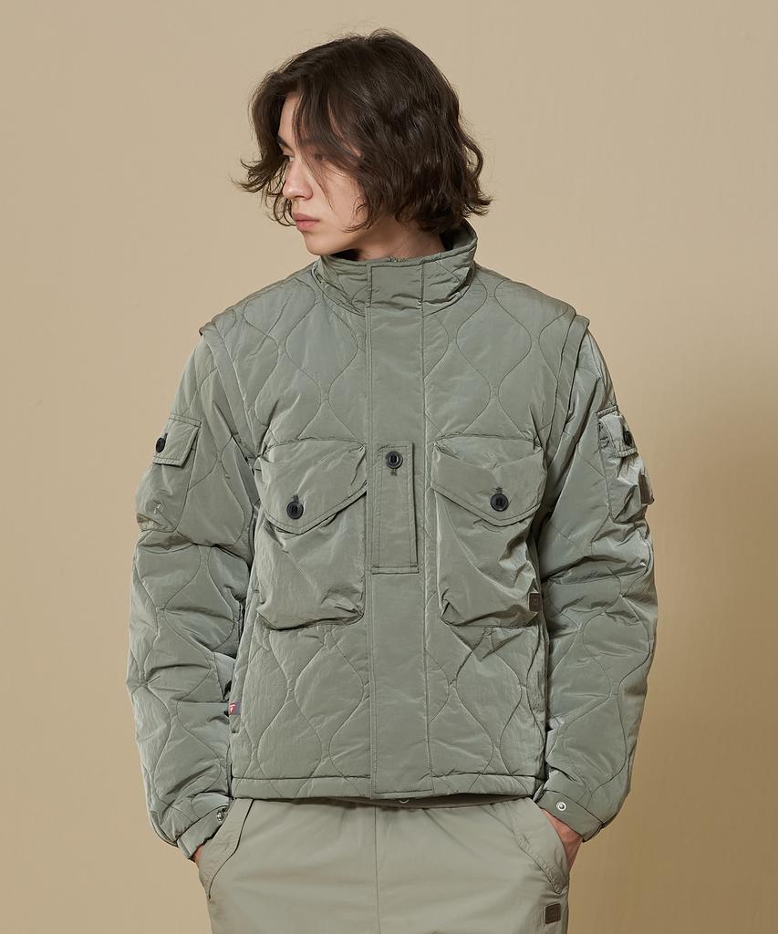 Bbc Earth Primaloft Convertible Wave Quilted Jumper_Light Khaki
