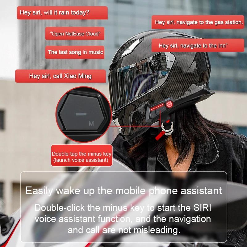 Motorcycle Intercom Headset Helmet BT 5.3 For 2 Riders intercommunicator 300M 1000Mah Moto Walkie Talkie With Soft Hard Mic