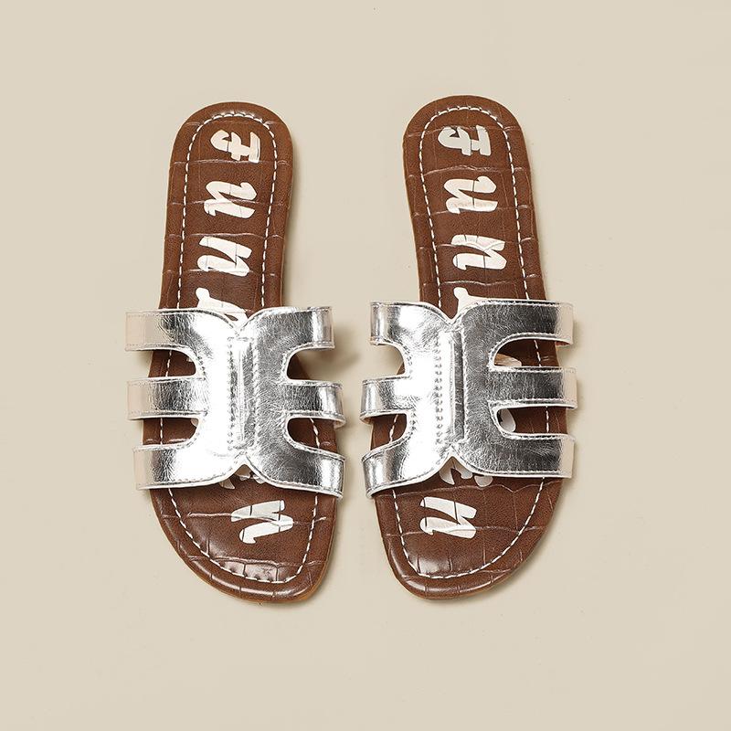 One-character slippers women's summer wear fashion casual versatile beach vacation style pregnant women non-slip soft bottom flat bottom sandals