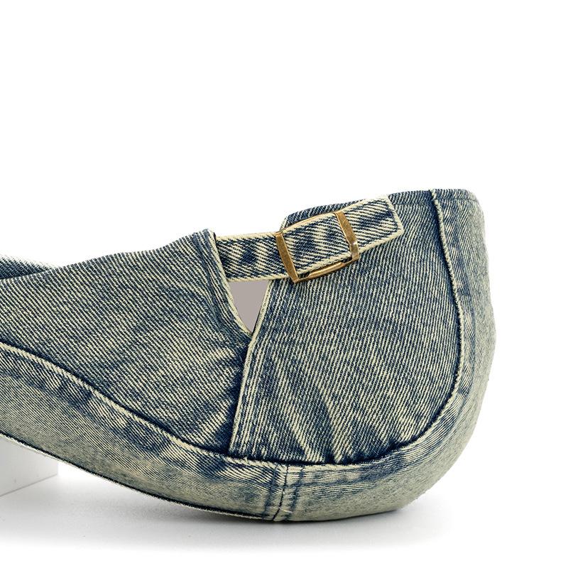 Vintage Denim Beret Women British Newspaper Boy Progressive Cap Solid Color Peaked Cap for Men