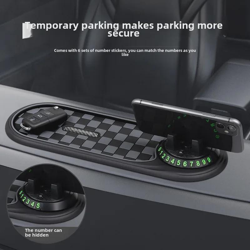 Universal Car Phone Holder & Anti-Skid Pad with Parking Number Plate