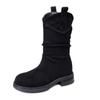 Versatile thick-soled non-slip high boots women's winter velvet medium boots flat-bottomed thin boots warm elastic fashion boots
