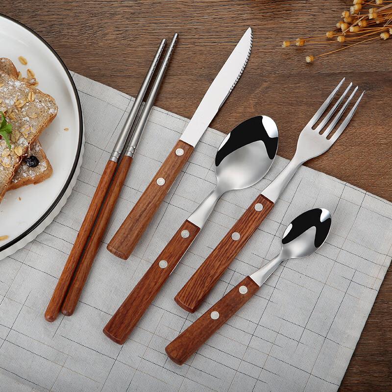 Rosewood Handle Stainless Steel Cutlery Set Set
