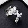 Fashion Women's Metal Flower Bracelets Geometric Exaggerated Silver Color Opening Cuff Bangles New Elegant Party Jewelry Gifts
