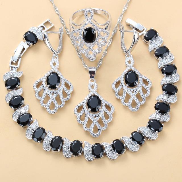 Modré šperky se vsazenými drahokamy Přívěsek Náušnice Náhrdelník a Prsten Dámská sada