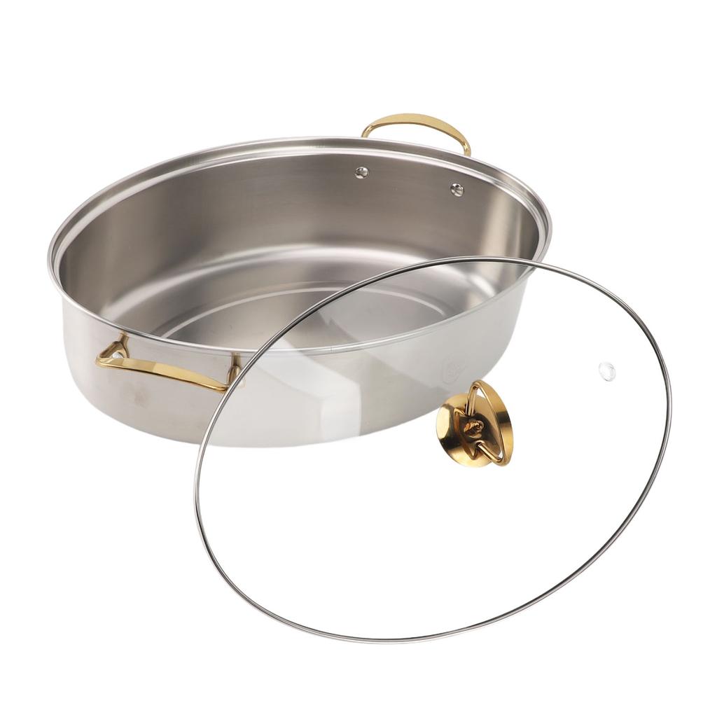304 Stainless Steel Fish Steaming Pot Single Layer Thickened Multi Use Oval Cookware with Rack Ceramic Pan Chuck Stockpot