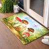 Watercolor Forest Mushroom Butterfly Door Mat Non Slip Indoor Entrance Rug Fairy Tale Wild Plant Insect Print Doormat