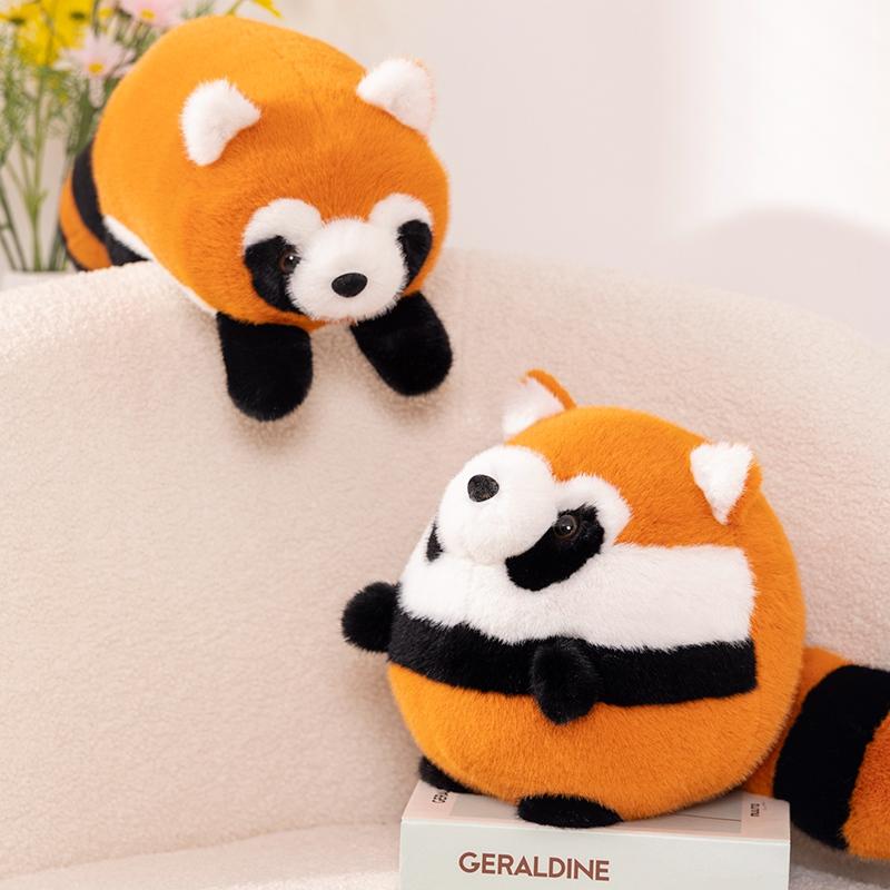 Flauschiges Roter Panda Plüschtier Puppe Stofftier Anime Figur Weiches Kuschel Kissen Niedliche Runde Waschbär Tiere
