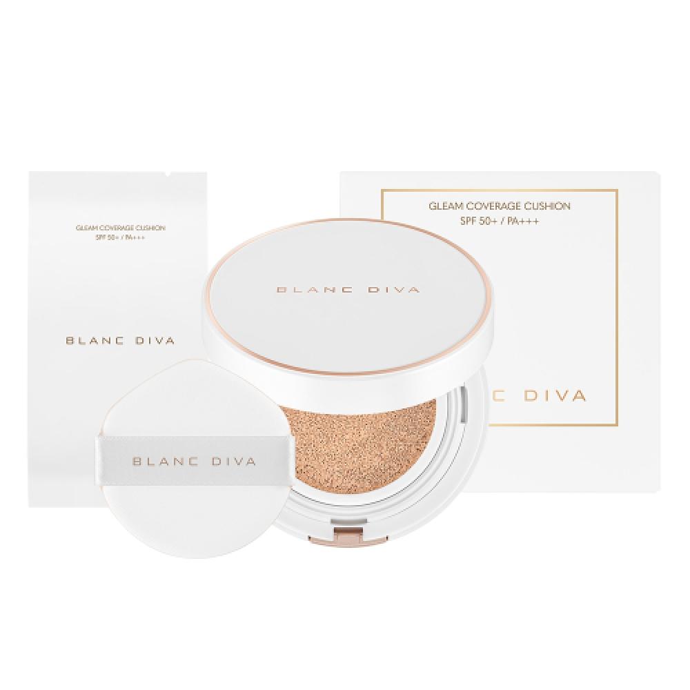 Blancdiva Glam Coverage Cushion Set  Original+refill NO.23 NATURAL BEIGE (ORIGINAL ITEM+REFILL)