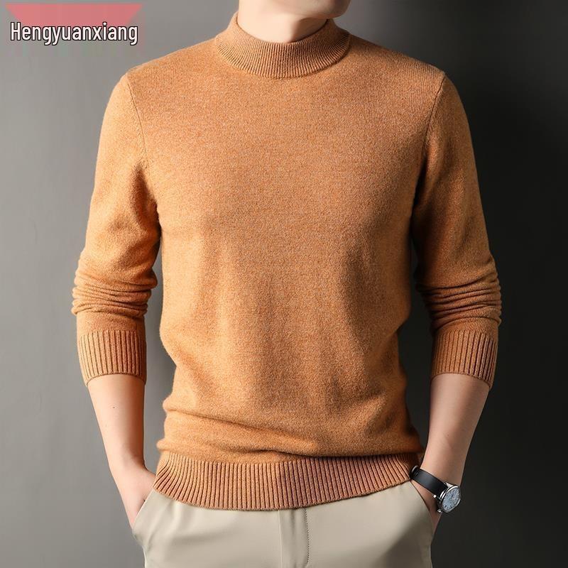 Hengyuanxiang Men s High Neck Wool Sweater - Thick, Warm, Pure Color Knit Winter Base Layer XXXXL