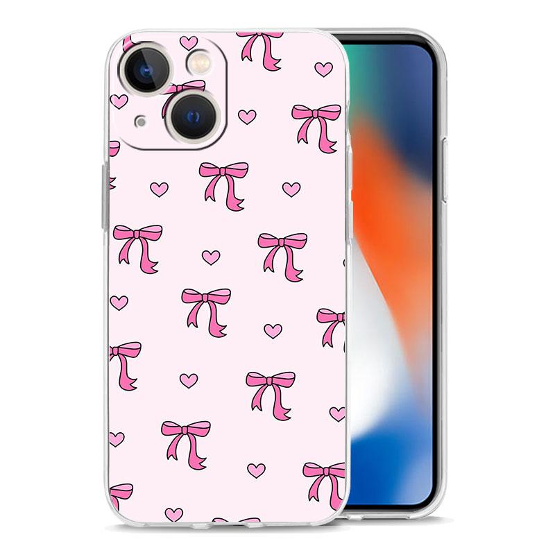 Phone Case For iPhone 17 Cases iPhone Air 16 15 12 13 14 Pro Max 7 8 Plus 16Pro iPhone11 Soft Cover Cute Pink Heart Bow