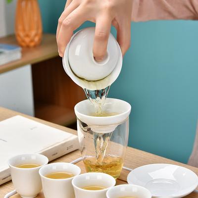 Dehua High-end White Porcelain Kung Fu Tea Set Portable Set Gift Box Business Accompanying Hand Gift