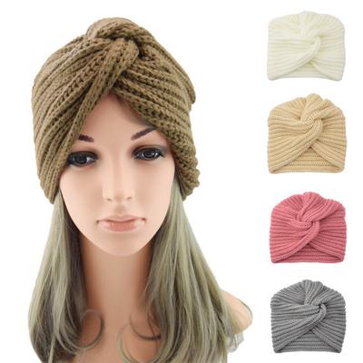 Women Hat Solid Color Knitted Autumn Winter Stretchy Dome Beanie Headwrap for Daily Wear