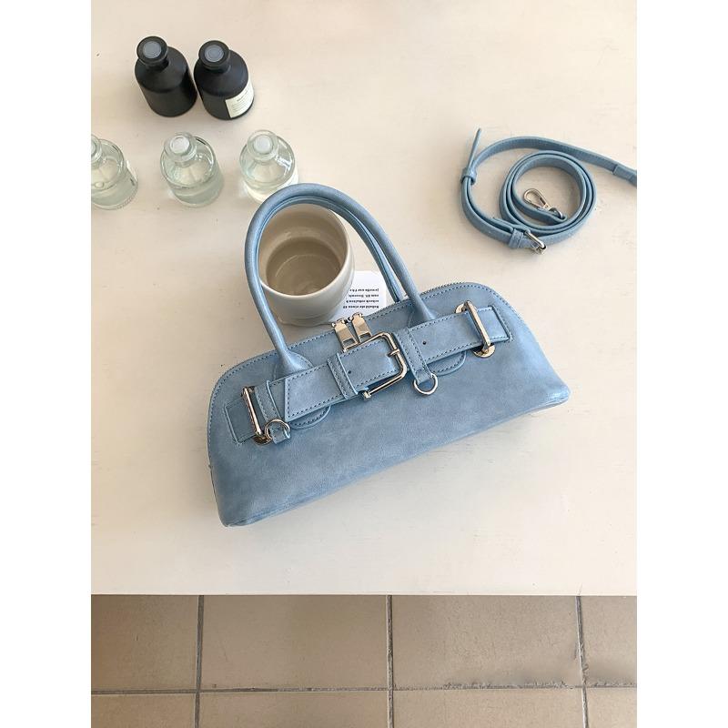 

Ручная сумка для боулинга модная личность сумочка двойная молния ремень украшение новая на плечо мессенджер женская синий