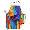 Rainbow Paint Drip Art Kitchen Apron - Colorful Abstract Liquid Oil Painting Pattern Chef Bib for Cooking Baking