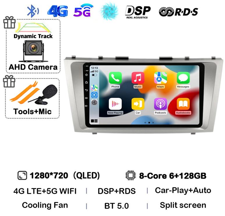 Android 14 Carplay Wifi+4G Car Radio For Toyota Camry 7 XV 40 50 2006-2011 4G Multimedia Player Navigation GPS Stereo 360 Camera