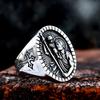 Vintage St Christopher Cross Fingers Ring 316L Stainless Steel Punk Biker Jewelry Gift for Men
