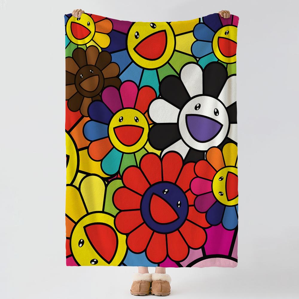 Couverture Jetée Douce Chaude en Flanelle Artiste TTakashi MMurakami Jetée Polyvalente pour Lit Canapé Bureau Climatisation Couverture de Sieste