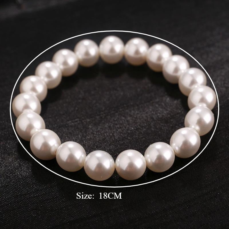 Elegant White Pearl Bracelet for Women, Classic Round Simulated Pearl Bangle, Dainty Wedding Bridal Jewelry, Gift for Mom, Mother's Day Gift