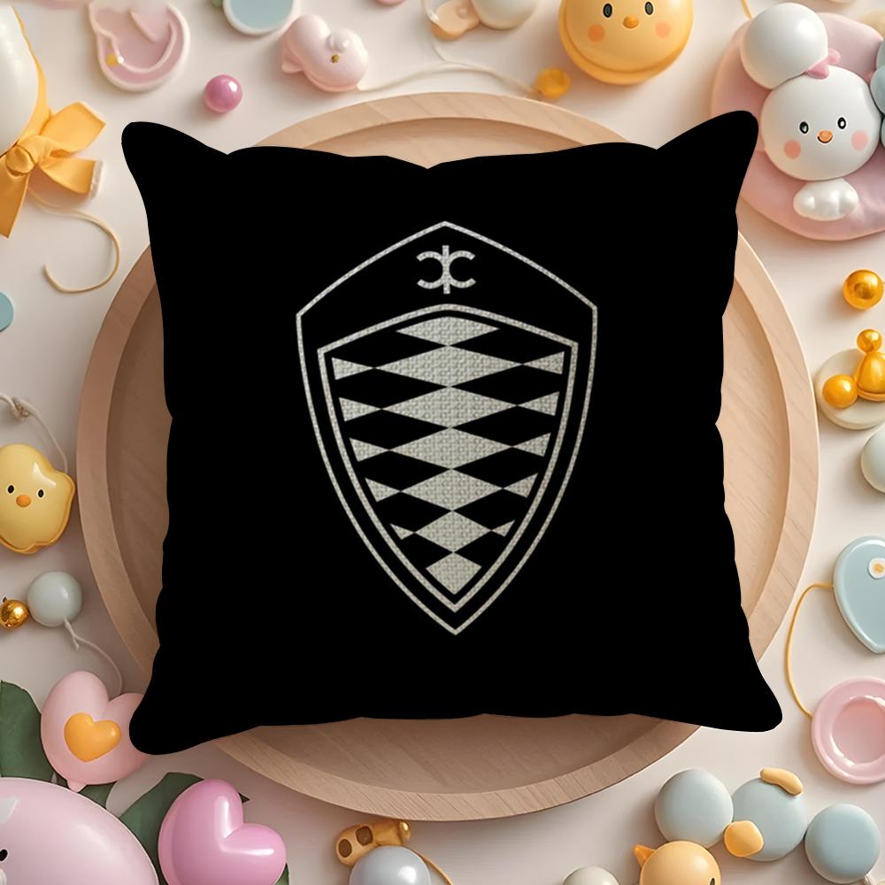 Luxury Car K-Koenigsegg Logo Cushion Cover Linen Organic Fabric Double-Sided Printing Breathable Pillow Case Sofa Home Decor