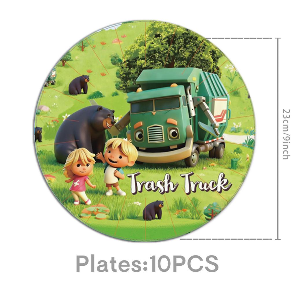 Hank Trash Truck Birthday Party Supplies Plate Cup Backdrop Balloons Cake Topper Gift Bag For Kids Favors Birthday Decoration