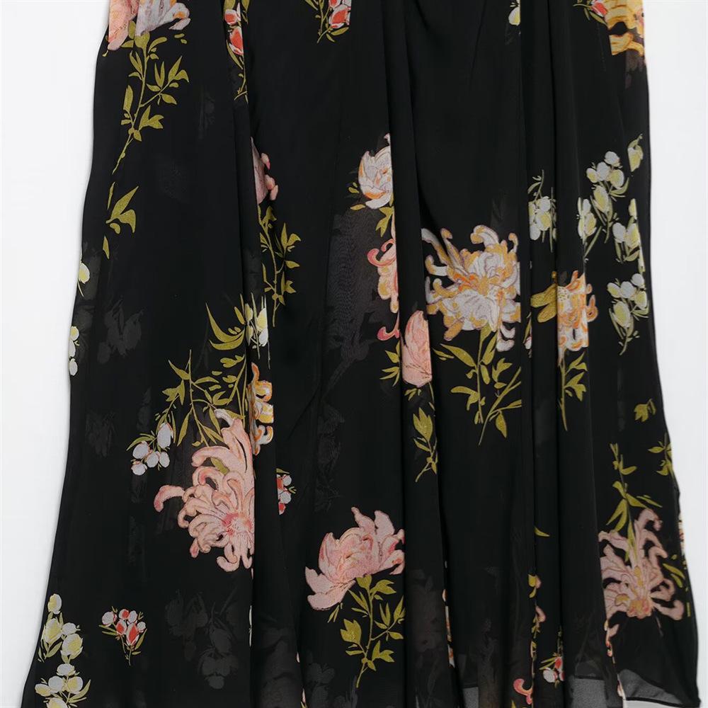 2025 Spring/Summer Women's Slim Fit Backless Floral V-Neck Sleeveless Dress