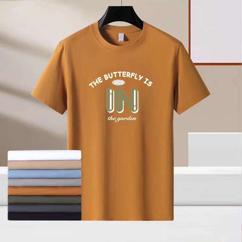 

Свободная мужская хлопковая футболка с коротким рукавом, однотонная, повседневная, с круглым вырезом, 220 г, дышащая, уличная одежда 5XL