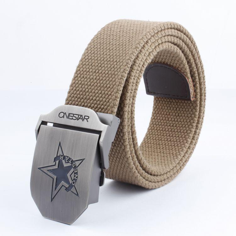 Black Five-Star Canvas Belt Headhunting Black Eagle Men's Automatic Buckle Belt Woven Leisure Good Supply