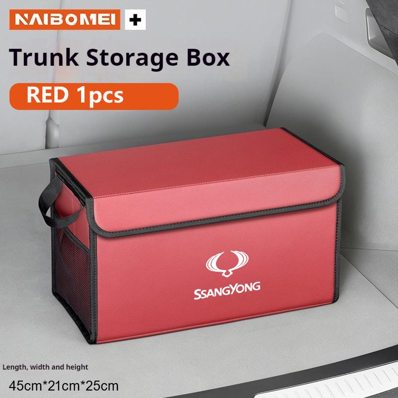 Car Trunk Storage Box, Large capacity Trip Camping Leather Organizer Bag For Ssangyong Rexton Tivoli Musso Kyron Korando Actyon