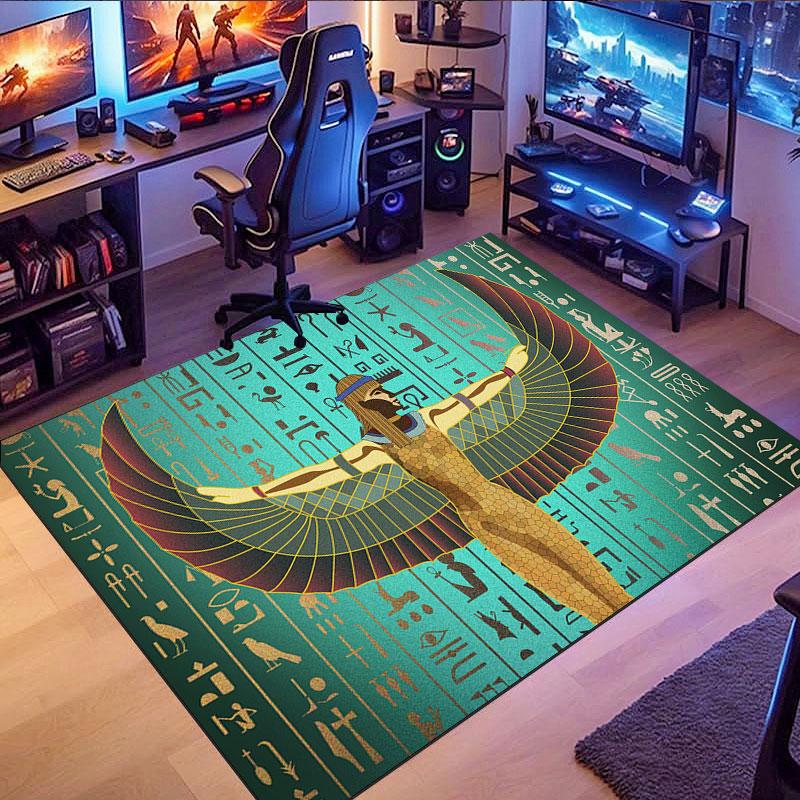Ancient Egyptian-themed rug, suitable for living room, bedroom, game room, computer room and home décor.