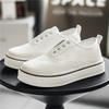 Fashion Black Men Casual Canvas Shoes Slip-on Platform Sneakers Comfortable Lightweight Breathable Daily Walking Footwear
