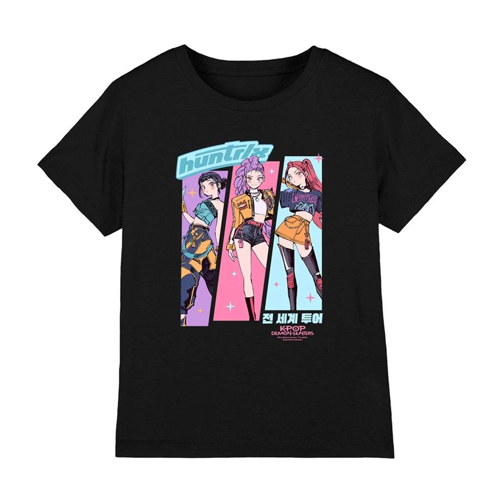 Kpop Demon Hunters Huntrix Anime Sketch Kids T-Shirt 5-13 Years, Black M