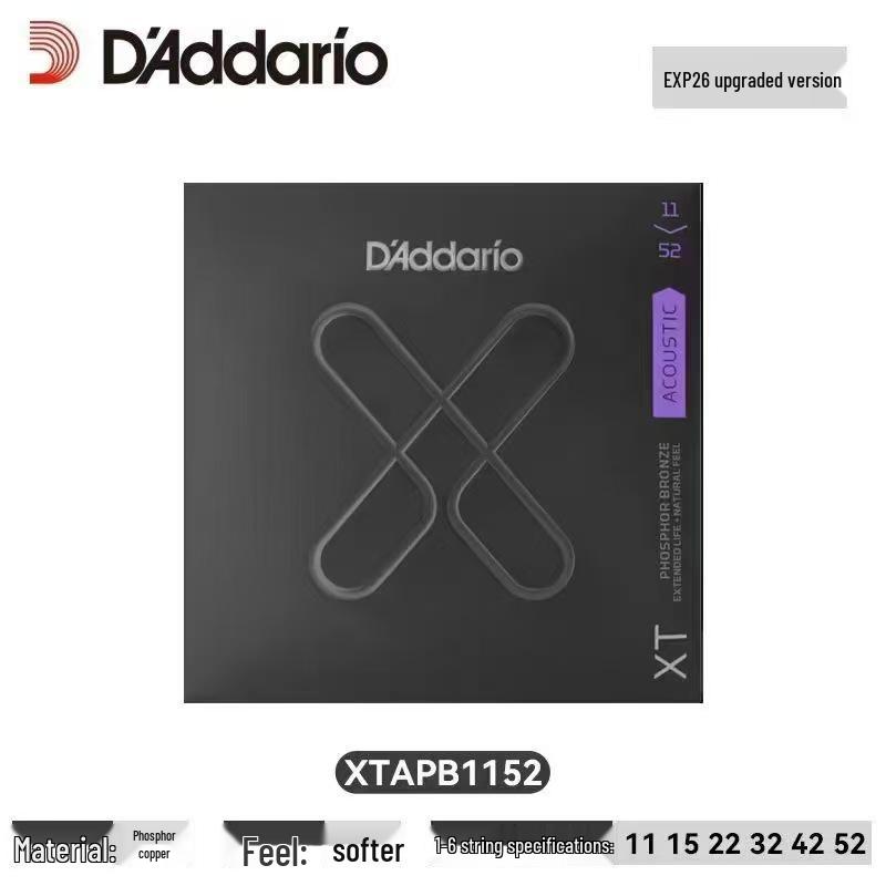 Струны D Addario XS с покрытием, защитой от ржавчины, из фосфорной бронзы для акустической и электрогитары 10-47
