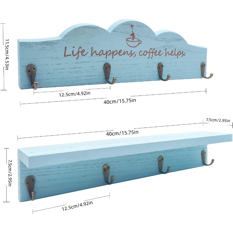 Coffee Cup Holder Coffee Mug Holder with Sturdy Hooks Coffee Bar Accessories Mug Rack for Farmhouse Kitchen Decorations, Coffee Station Decor