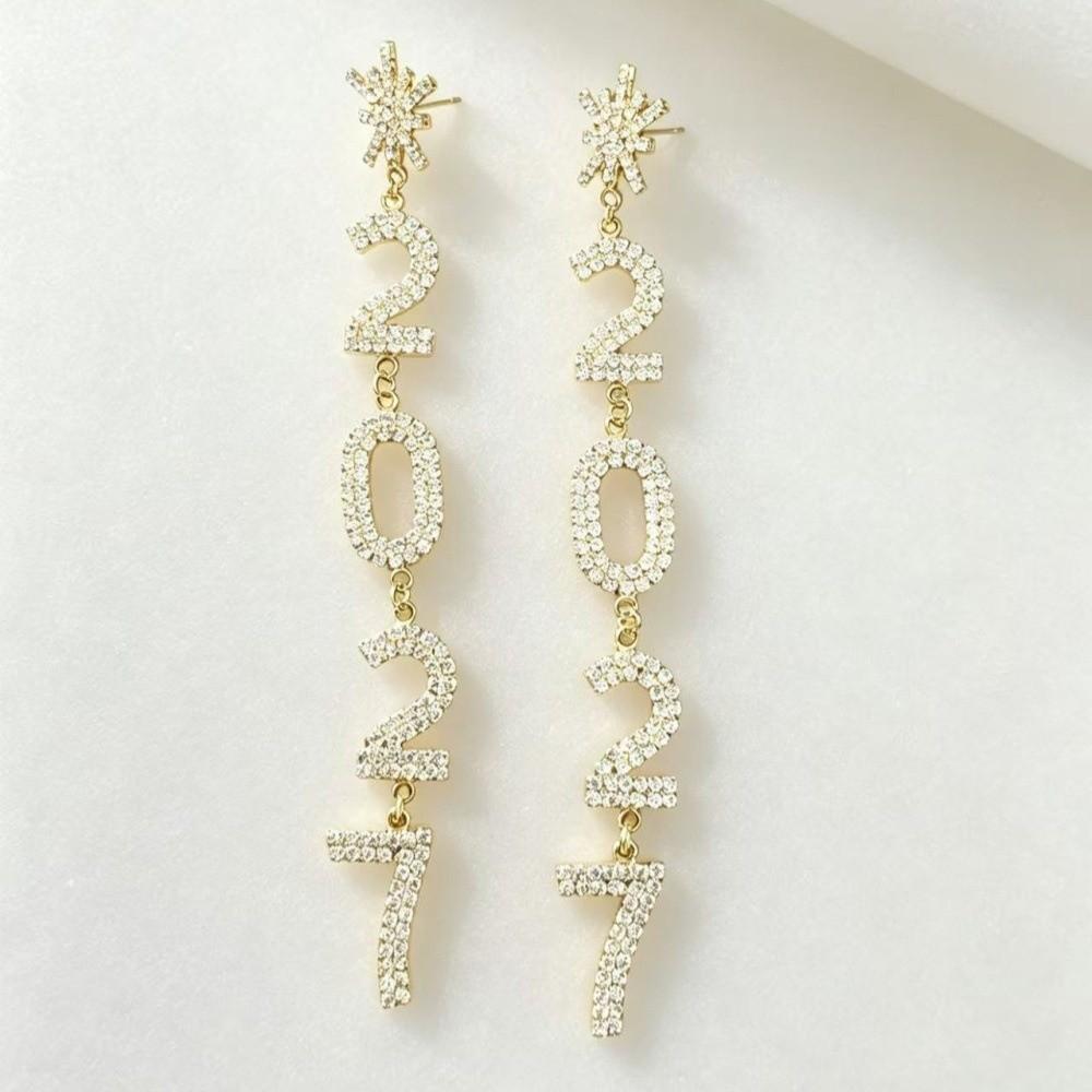 1 Pair/Set Fashion 2027 Digital Earrings 2027 Number Pendant Earrings Celebration Holiday