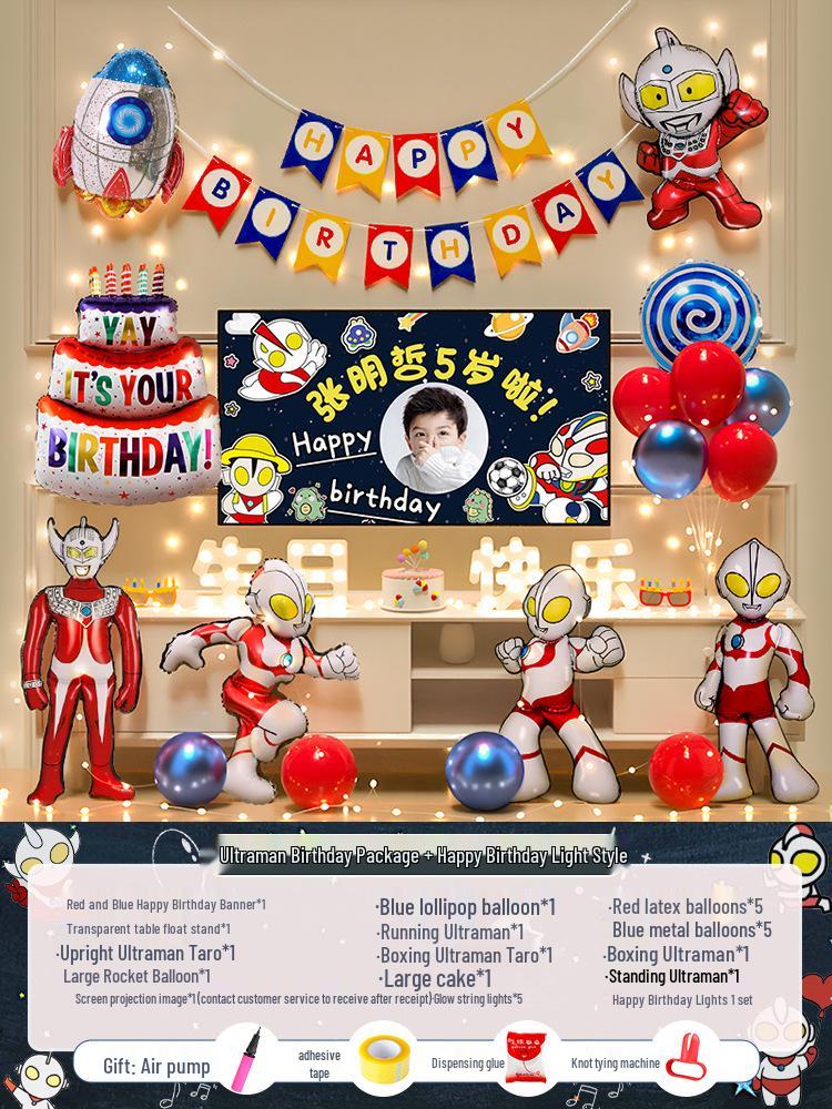 Bakgrunn for 10-årsfeiring: Gratulerer med dagen Ballonger og dekor for gutter