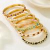 Fashion Enamel Dropped Glaze Flower Texture Closed End Bracelet For Women Retro Gold Copper Metal Bracelet Party Jewelry Gifts