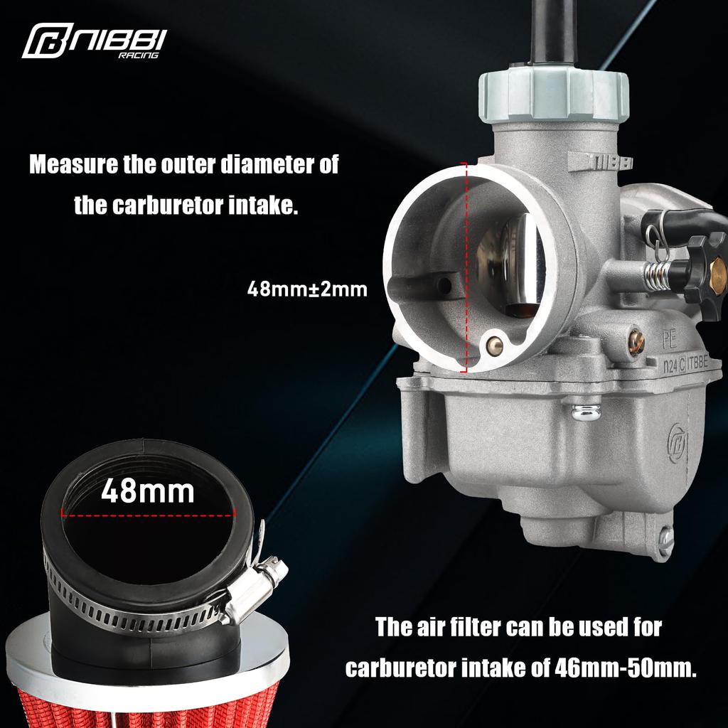 NIBBI Motorcycle Air Filter High Performance Air Filter 48mm Honda Yamaha Suzuki ATV SSR